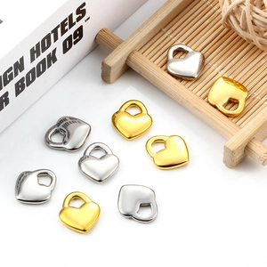 Colgante de Candado de Corazón de Acero Inoxidable Minimalista para Hacer Joyas DIY Dije Pulido Oro Plata para Collar Pulsera