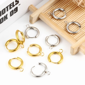 Edelstahl Creolen Ohrring-Zubehör Mit Offener Schleife Für DIY Schmuckherstellung Gold Silber Rund Ohrring Komponenten