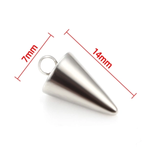 Colgante de cono de acero inoxidable con base de 7mm y altura de 14mm para joyería DIY