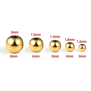 Polierte Gold-Edelstahl-Abstandshalter-Perlen in verschiedenen Größen von 3mm bis 8mm für DIY