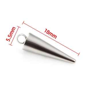 Colgante de cono de acero inoxidable pulido para joyería DIY, 18mm de largo y 5,5mm de diámetro