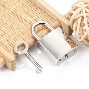 Polished silver metal padlock and key set for DIY jewelry and bag accessories