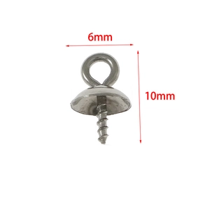 Silver stainless steel 6x10mm pearl cup peg bails for DIY jewelry making