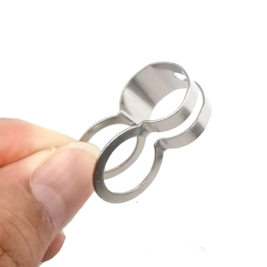 Close-up of silver stainless steel double ring connector for DIY jewelry making