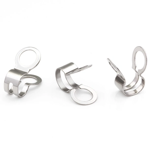 Three stainless steel ball chain connectors for DIY jewelry making on white background