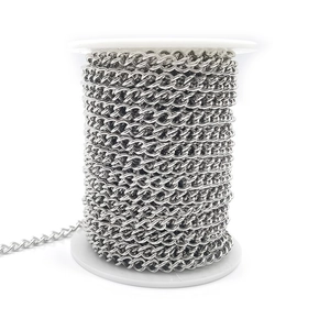 Polished silver stainless steel twist chain roll for DIY jewelry making and necklaces