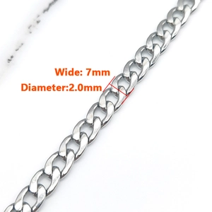 Chaîne cubaine classique de 7mm en acier inoxydable argenté pour bijoux DIY et colliers