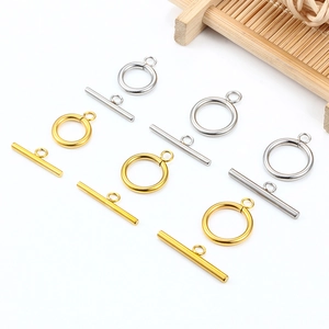 Edelstahl OT Schnalle Knebelverschluss 18K Vergoldet DIY Armband Halskette Verbinder Rund Schmuckherstellung Zubehör