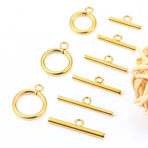 18K vergoldete Edelstahl Knebelverschlüsse für DIY Schmuckherstellung Halsketten
