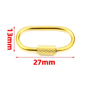 Gold oval stainless steel screw lock carabiner for DIY jewelry making 27x13mm size