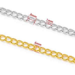 Chaîne tissée double en acier inoxydable or et argent, maillons de 6 mm et 8 mm