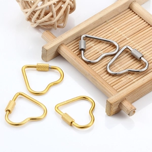 Stainless Steel Heart Oval Screw Lock Carabiner Clips For DIY Jewelry Making Necklace Bag Accessory Connection Buckles