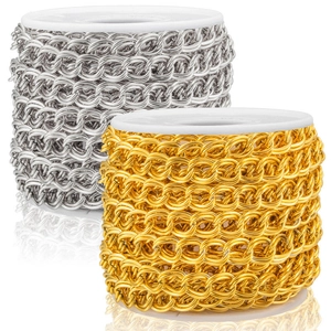 Rouleaux de chaînes tissées doubles en acier inoxydable or et argent sur bobines