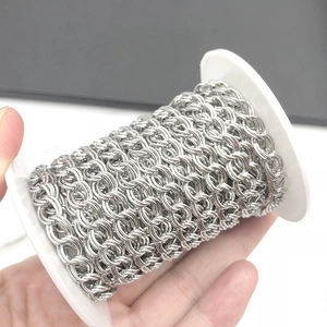 Chaîne à double maille en acier inoxydable argenté sur bobine pour création de bijoux
