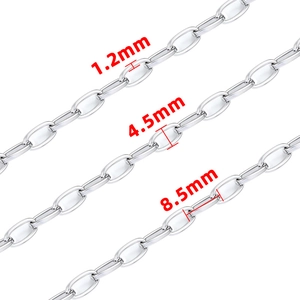 Cadenas de eslabones de acero inoxidable de 1,2mm, 4,5mm y 8,5mm para joyería DIY