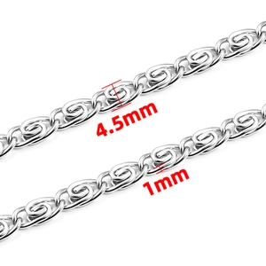 Polished stainless steel 4.5mm swirl chain link necklace for custom DIY jewelry making