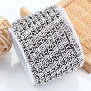 DIY Stainless Steel Scroll Link Chain For Jewelry Making Necklace Bracelet Bag Accessory Silver Tone Metal Chain Link