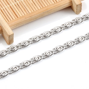 Macro shot of polished silver stainless steel spiral twist chain showing intricate craftsmanship