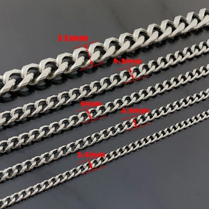 Stainless Steel Cuban Link Chain Roll Silver Round Ground Curb Chain For DIY Jewelry Making Hip Hop Necklace Accessories