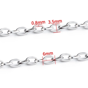 Close-up of 0.8mm stainless steel cross chain link dimensions for DIY jewelry making