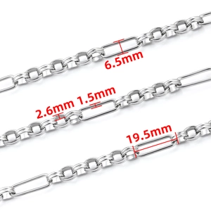 Polierte Edelstahl Figaro Kette in Silber mit detaillierten 19,5mm Gliedmaßen