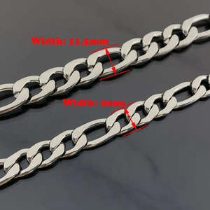 Polierte silberne Edelstahl Figaro-Kettenglieder in den Breiten 11,5 mm und 9 mm