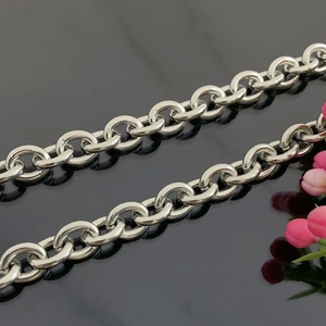 Collana a catena a maglie grosse in acciaio inossidabile argento lucido per un look hip hop