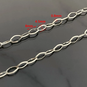 Polished silver stainless steel rhombic link chain for DIY jewelry making 8x4.5mm