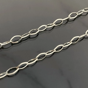 Polished silver stainless steel rhombus link chain necklace with minimalist modern design