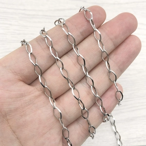 Stainless Steel Diamond Four-Corner Chain For DIY Jewelry Making Necklace Bracelet Mask Chain Accessory 0.8mm Thickness