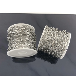 Two rolls of silver stainless steel diamond cut chains for DIY necklace jewelry making