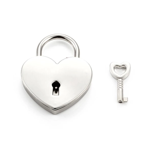 Lucchetto a cuore in argento lucido con chiave per gioielli e accessori fai da te