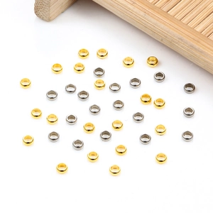 Polished gold and silver stainless steel crimp beads for DIY jewelry making accessories