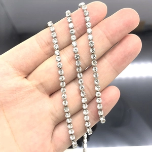 Fonkelende zilveren tennisketting met ronde zirkonia kristallen voor DIY-halskettingen