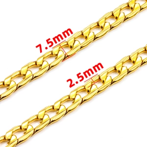 Chaînes gourmettes en acier inoxydable doré de 7,5 mm et 2,5 mm pour bijoux DIY