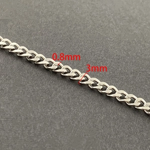 Sleek 3mm stainless steel curb chain necklace with 0.8mm link thickness for DIY jewelry