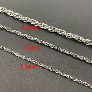 Tres anchos de cadenas de eslabones de acero inoxidable plateado para joyería DIY