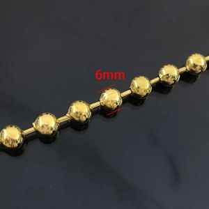 6mm gold stainless steel bead chain for DIY necklaces and bracelets making