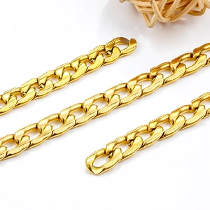 Grosse chaîne NK en acier inoxydable doré avec texture verticale pour bijoux DIY