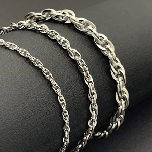 Tres tamaños de cadenas de eslabones y cordón de acero inoxidable para joyería DIY