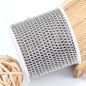 Zilveren roestvrijstalen schakelketting op spoel voor DIY kettingen en armbanden maken