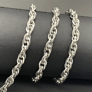 Cadena de acero inoxidable pulido con eslabones tejidos para bisutería artesanal