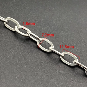Polished stainless steel oval link chain for DIY jewelry with 1.8mm wire thickness