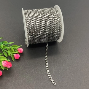 Chaîne gourmette en acier inoxydable argenté poli sur bobine pour création de bijoux