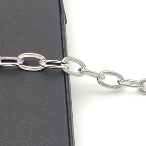 Polished silver stainless steel oval link chain for DIY necklace and bracelet crafting