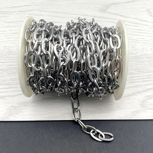 Polished stainless steel oval link chain roll for DIY necklace and jewelry making