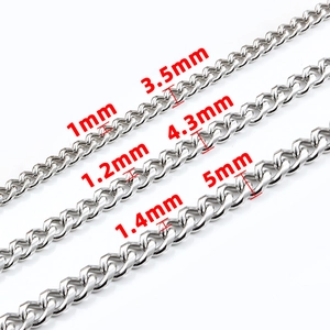 Stainless Steel Curb Chain Cuban Link For DIY Jewelry Making Necklaces Bracelets Accessories Silver Color Round Polished Chain Component