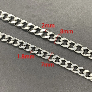 Chaînes cubaines en acier poli de 7mm et 8mm pour la fabrication de bijoux DIY