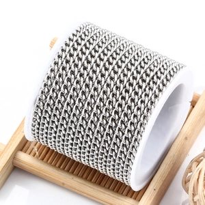 DIY stainless steel curb chain spool on bamboo stand for jewelry making necklaces