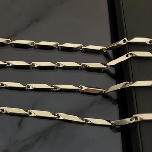 Sleek minimalist stainless steel chain necklace with geometric beveled rectangular links